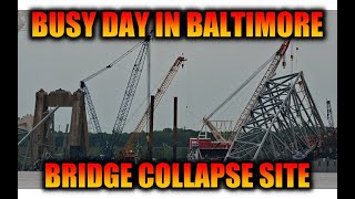 Progress made today on Baltimores Key Bridge Collapse Site for May 9 2024 [upl. by Yelad]