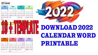 DOWNLOAD 2022 CALENDAR WORD PRINTABLE  FREE [upl. by Ocsirf704]