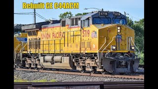 Rebuilt Repainted UP GE C44ACM Leads a Mixed Freight train Tower 26 [upl. by Ahsiemal]