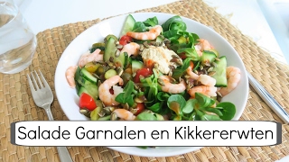 Gezond en Makkelijk Recept Salade Garnalen en Kikkererwten [upl. by Lancelle]