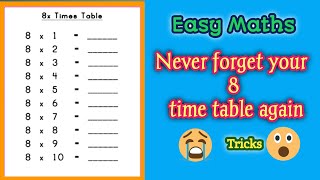 Maths TricksEasy way to Learn 8 times Table [upl. by Rosenblast598]