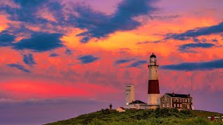 Montauk New York Lighthouse  Sunset Timelapse 4K [upl. by Afihtan]