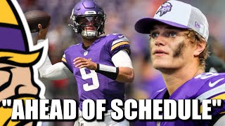 Minnesota Vikings QB JJ McCarthys Knee is quotAhead of Schedulequot 👀👀👀 [upl. by Bullivant]