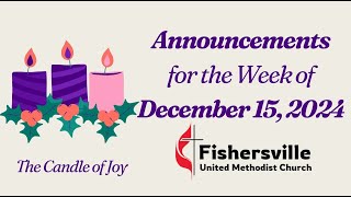 December 15 Announcements [upl. by Farmelo]