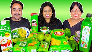 Green Food Challenge  Eating Only Green Colour Food  Pringles Chips Eating  Mukbang  Big Bites [upl. by Analiese]