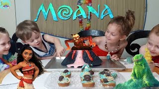 Vegan Moana Cupcakes  with hula dancing and volcano fun [upl. by Nosde]