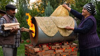 🔥 Lavash with Greens Cooking Bread on a Barrel [upl. by Jordon]