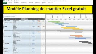 Modèle planning de chantier Excel gratuit [upl. by Lertram]