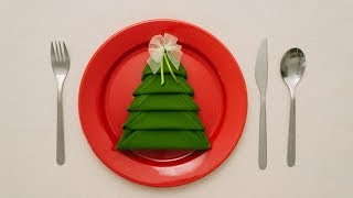 🎄 Christmas Tree Napkin Folding Tutorial  HOW TO  Handimania DIY [upl. by Peggy223]