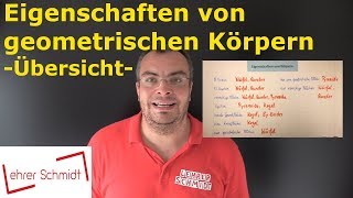 Eigenschaften von geometrischen Körpern  Geometrie  Mathematik  Lehrerschmidt [upl. by Tate]