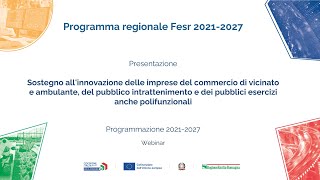 Presentazione del bando Sostegno allinnovazione delle imprese del commercio [upl. by Akinimod]