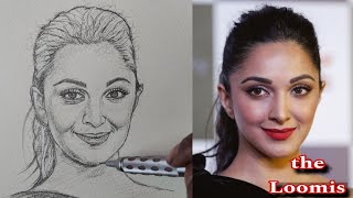 Beauty in Lines Drawing Beautiful Actress Kiara Advani Portrait With The Loomis Method [upl. by Esinyt]