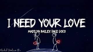 I Need Your Love  Madilyn Bailey Jake Coco Lyrics [upl. by Yetsirhc]