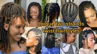 Two strands twist hairstyles for African women  Natural twist braids hairstyles  Twist styles 2024 [upl. by Tilford]