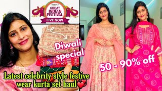 💥Latest Diwali Special kurtiSuit Set💥 Affordable Embroidered amp Zari Work💥 Amazon Haul [upl. by Gould]