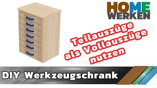 DIY Werkzeugschrank selber bauen mit 4€ Teilauszügen als Vollauszüge nutzen [upl. by Londoner]