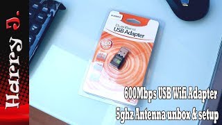 USB Wifi Adapter AC600Mbps 5ghz unbox amp setup [upl. by Ardried505]