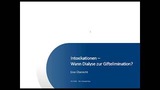 Intoxikationen  Wann Dialyse zur Giftelimination [upl. by Mischa]