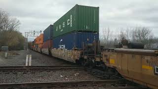 Short NS southbound intermodal freight train with a loud SD70ACE [upl. by Chaim773]