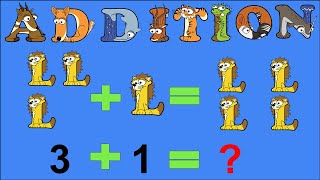 Learn Addition from 110 with Alphabetimals  Math Addition 1 Table with Animals  Math count by 1 [upl. by Wershba]