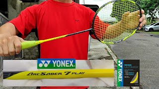 Yonex Arcsaber 7 Play  my beginner badminton set up [upl. by Lleze]