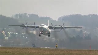 Extreme rare Cavok Air Antonov12A take off at ZürichKloten Live ATC [upl. by Wennerholn]