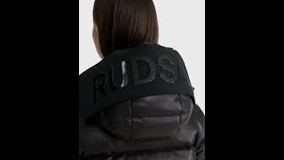 RUDSAK Shiny JOELLE X HERITAGE LEATHER DOWN PUFFER Jacket Hooded Black Women [upl. by Fremont251]