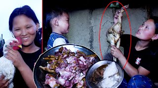 entire chickena ate by Rita Roian with son Ridam  Life in rural Nepal Ritarojan [upl. by Gagnon]