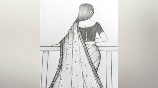 dily drawingdrawingpencil drawing girl pencil drawing girl back saidpencil drawing easyinsaree [upl. by Ecnerret]