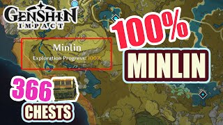 How to Minlin 100 Exploration ⭐ ALL CHESTS GUIDE 【 Genshin Impact 】 [upl. by Atalanti]