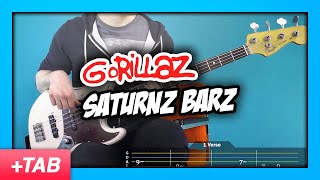 Gorillaz  Saturnz Barz  Bass Cover with Play Along Tabs [upl. by Adler]