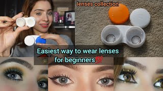 How to wear remove contact lenses for beginners  How to clean amp store lenses  Lenses collection [upl. by Merriman128]