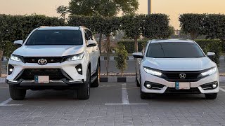 Toyota Fortuner Legender 2022 vs Honda Civic 2020  Which One Wins [upl. by Eugenie]