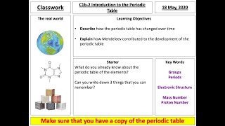 C1b2 An introduction to the Periodic Table [upl. by Hinckley]