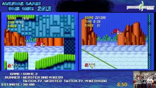 Sonic 2  Speed Run Race in 02600 mike89 VS Werster Awesome Games Done Quick 2013 Sega Genesis [upl. by Birch]