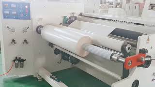 JCR01 masking tape log roll rewinder with noise cover single shaft adhesive tape rewinding machine [upl. by Ahsillek]