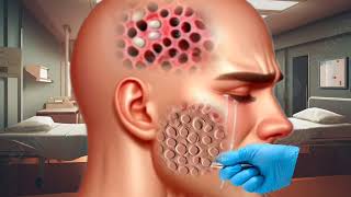 Infaction Removal face back surgery animation Maggots ASMR Medical treatment [upl. by Brightman]