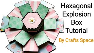 Hexagon Explosion Box Tutorial  Exploding Box  Valentine Day Card Ideas  By Crafts Space [upl. by Notnad]