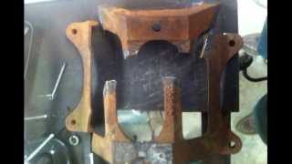 How to Weld a Stovers Cast Iron Pump Base Broken in 5 Pieces with Muggy Weld 77 Electrode [upl. by Olpe641]