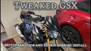 Tweaked GSX Motozaaa visor screen shield and mirror mods installs for Suzuki GSXS750 [upl. by Novla]