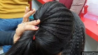 most beautiful party amp wedding hairstyle with crumping Tikka setting amp paf settingpooja chaudhary [upl. by Navad]