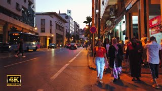 Morocco 4k  Tangier evening walk in city center  initial short Muslim chantprayer [upl. by Smart]