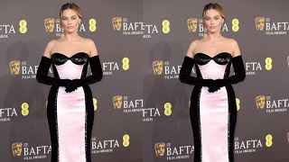 Margot Robbie Brings Evening Barbie Glam to the 2024 Bafta Awards Red Carpet in Custom Gown [upl. by Hayley753]