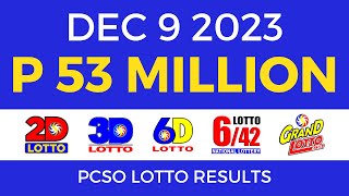 Lotto Result December 9 2023 9pm PCSO [upl. by Coveney258]