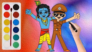 little singham and little krishna drawing smart painting [upl. by Bocaj]