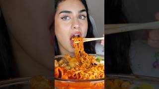 Spicy Samyang Ramen Rice Cakes Honey Chicken Kimbap Mukbang watch full video [upl. by Itnava]