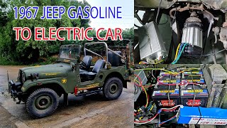 1967 JEEP GASOLINE Conversion To ELECTRIC Car at home [upl. by Gnous]