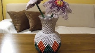 3D ORIGAMI  ROUND VASE  full tutorial [upl. by Ahsiuqram190]