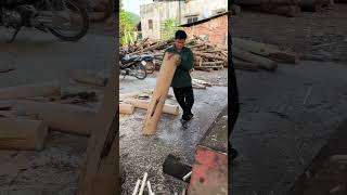 Peeling the bark off the largest tree is easy machine Woodworking wood [upl. by Aihsital2]