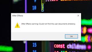 After Effects Warning Could not find the user directory file 100 fix [upl. by Erodasi333]